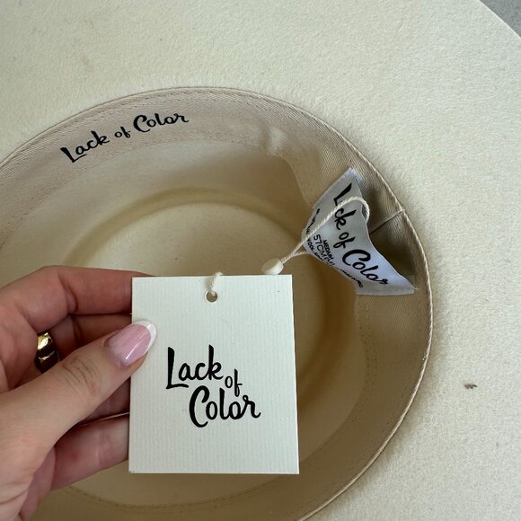 NWT Lack Of Color Azure Lolita Wool Felt Boater Hat In Ivory Wide Brim - Picture 3 of 10